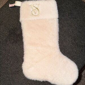 Victoria's Secret Cream Faux Fur Stocking